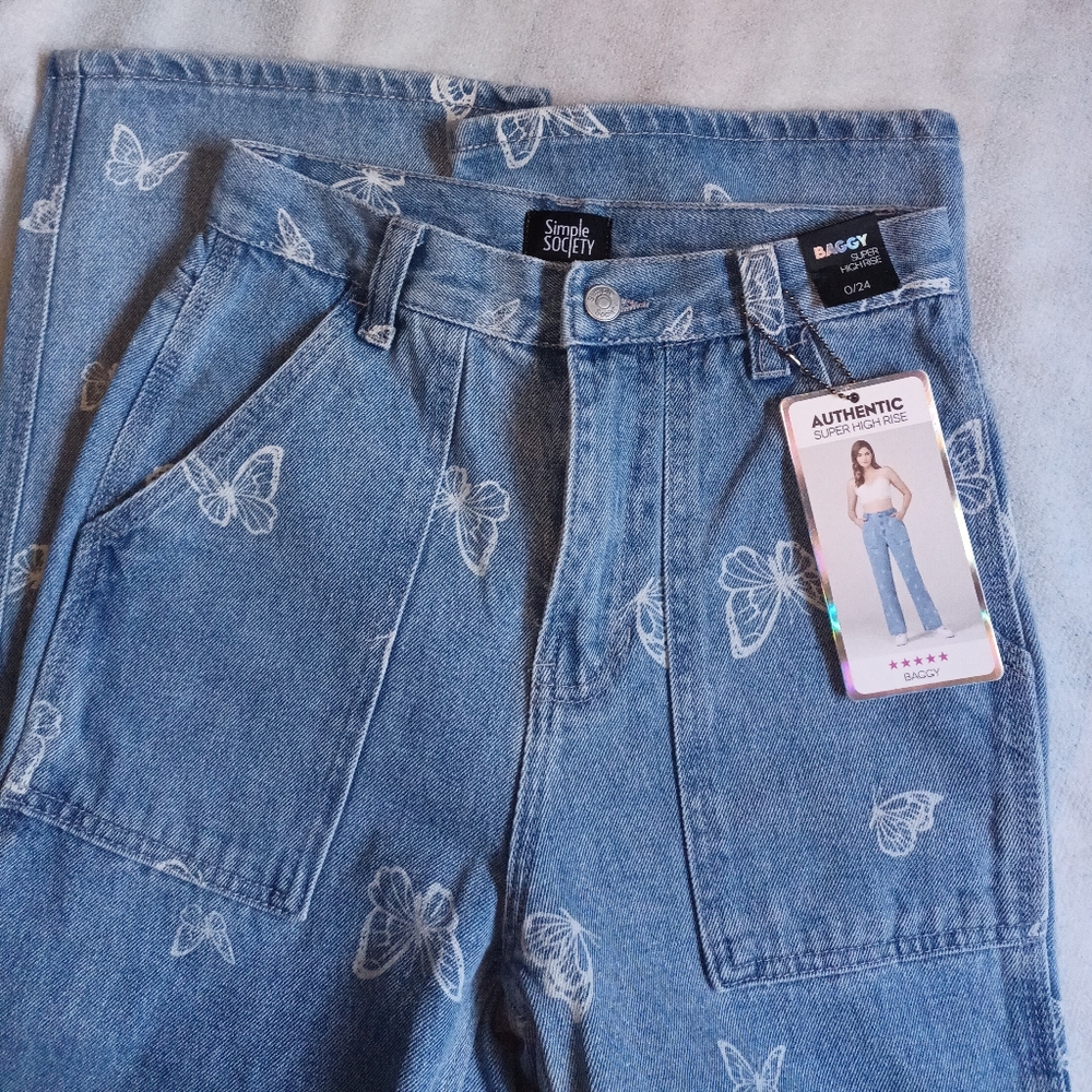 Super high rise butterfly jeans